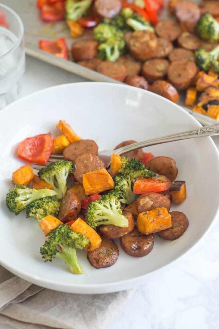 Sausage Chicken In A Pan & Vegetables With Maple Thyme