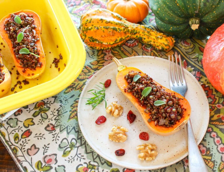 Pumpkin Stuffed With Sage Lentil Stuffing